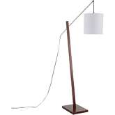 Arturo Floor Lamp in Walnut Wood & White Fabric Shade